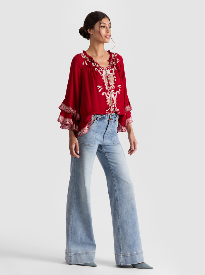 LEONORA TUNIC TOP - SERENADE DARK CHERRY image 4 - Alice And Olivia