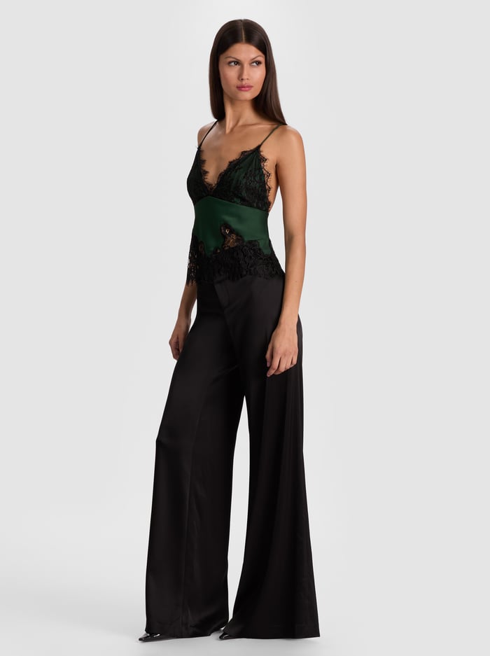 CLAUDIA LACE SLIP TOP - GREEN MYSTIQUE/BLACK image 5 - Alice And Olivia