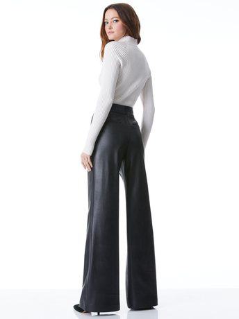 BLACK-DYLAN VEGAN LEATHER WIDE LEG PANT