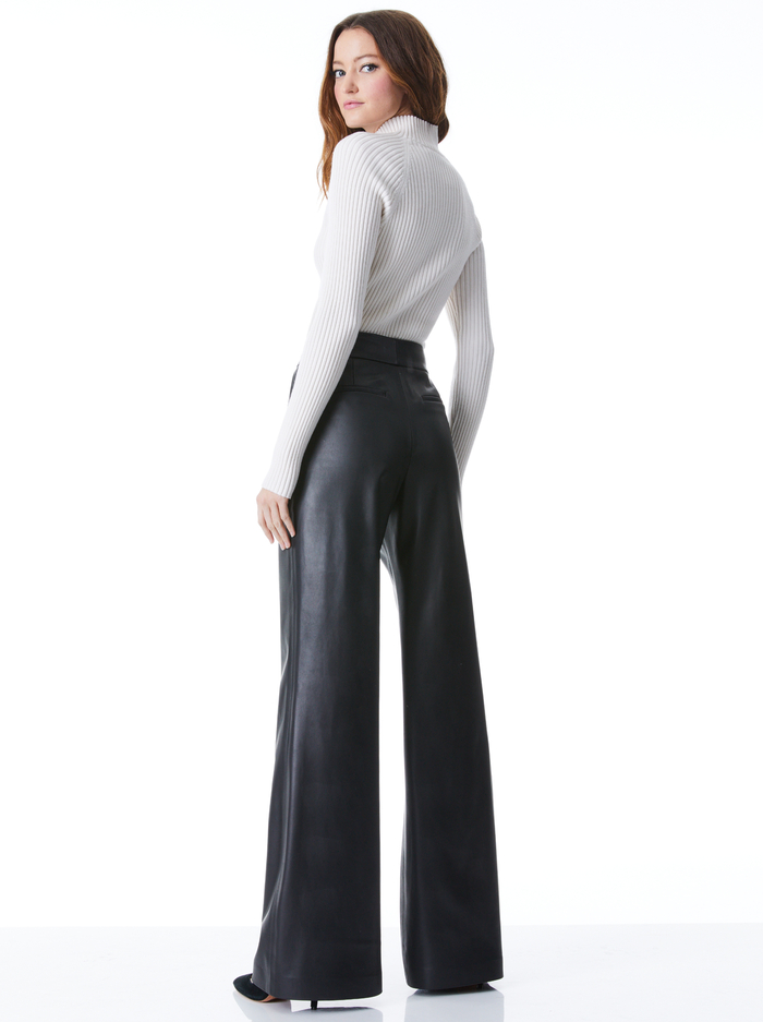 DYLAN VEGAN LEATHER WIDE LEG PANT - BLACK image 1 - Alice And Olivia