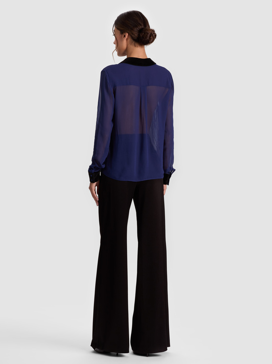MIDNIGHT BLUE/BLACK-WILLA COMBO BLOUSE