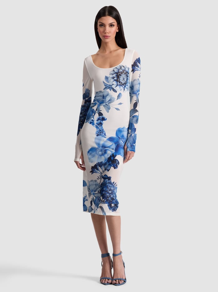 DELORA SCOOP NECK MIDI DRESS - AFFECTION - Alice And Olivia