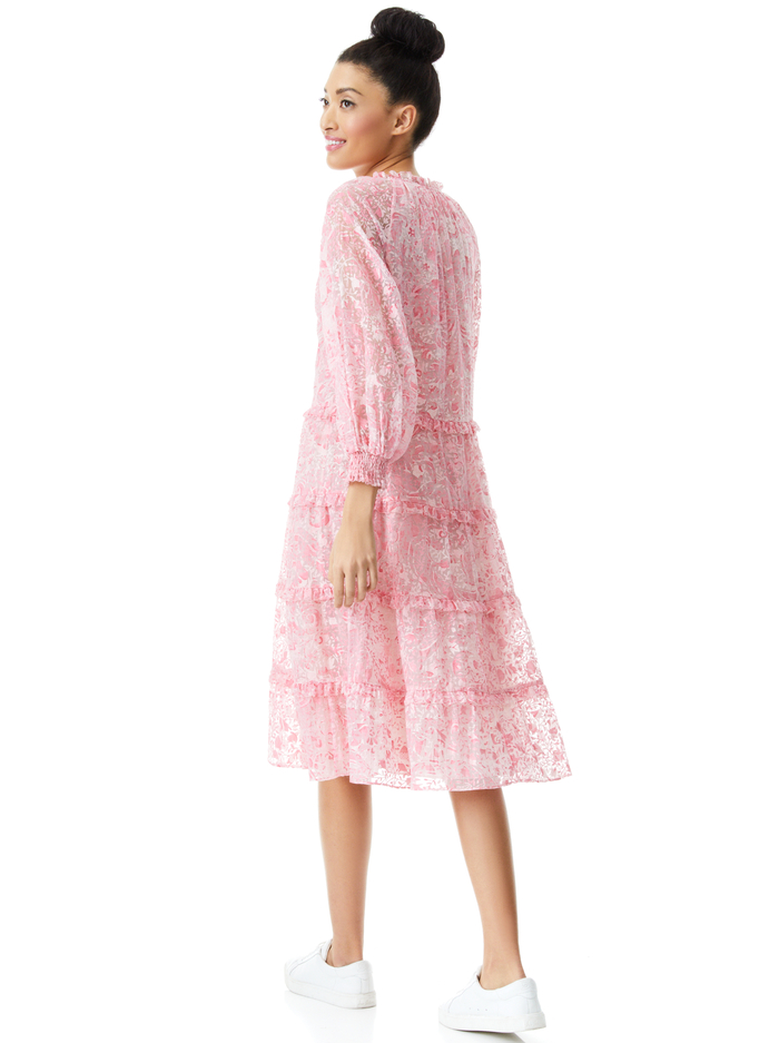 LAYLA BUTTON FRONT MIDI DRESS - FOREVER YOURS ENGLISH ROSE image 1 - Alice And Olivia