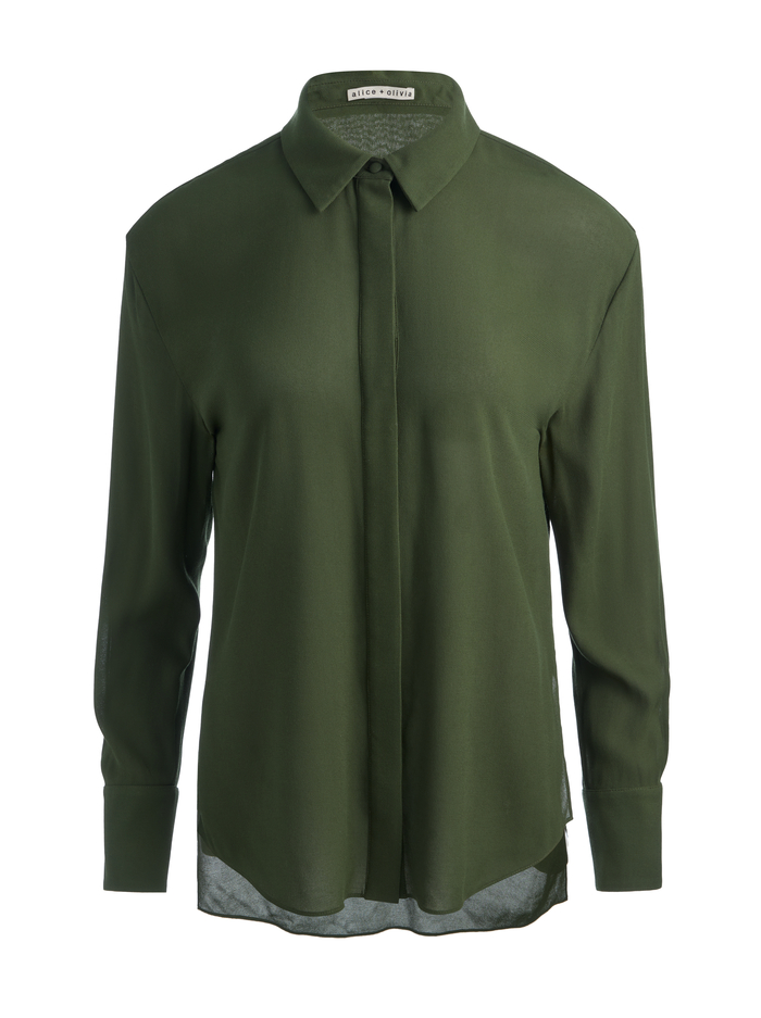 DIMITRA OVERSIZED BUTTON DOWN - DARK FERN image 5 - ALICE + OLIVIA