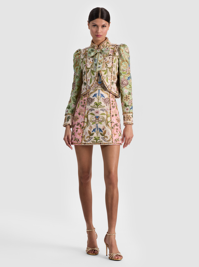 ILARIA EMBROIDERED JACKET - CHAMPAGNE/MULTI image 2 - ALICE + OLIVIA