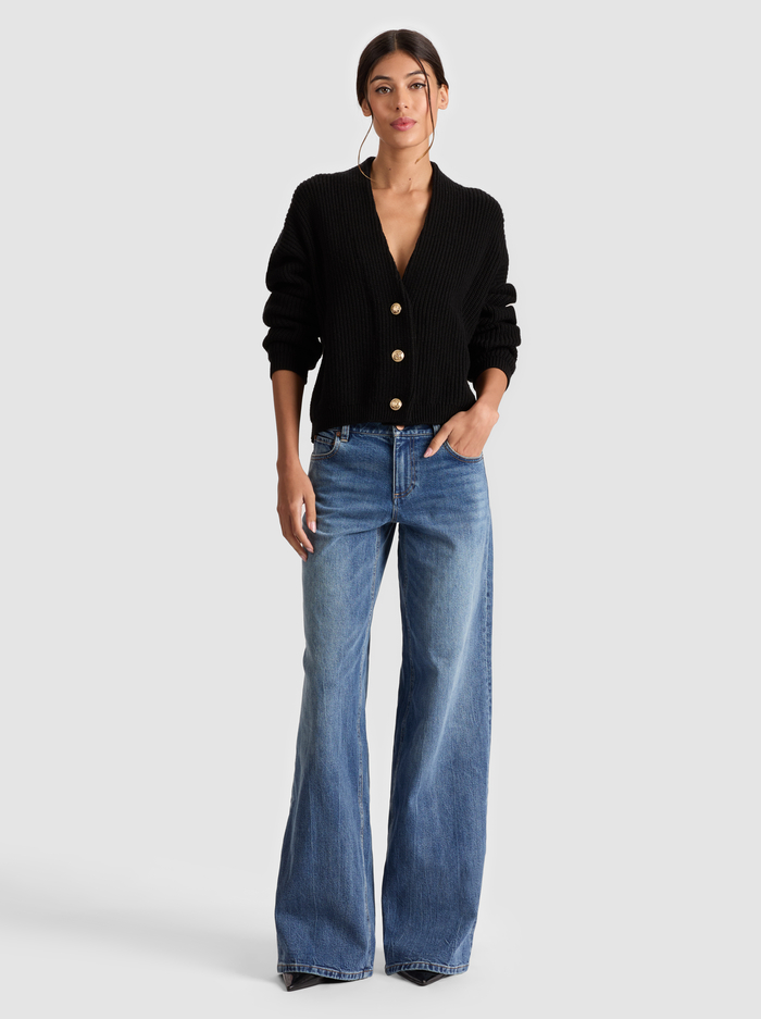 HOLDEN FOLDBACK CARDIGAN - BLACK image 1 - Alice And Olivia