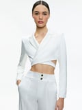 LEONE CROPPED WRAP BLAZER - OFF WHITE