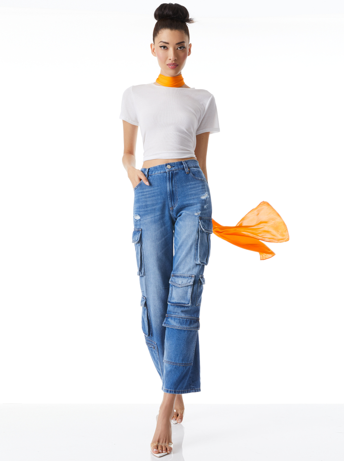 LUIS DENIM CARGO PANT - PASADENA BLUE image 2 - Alice And Olivia