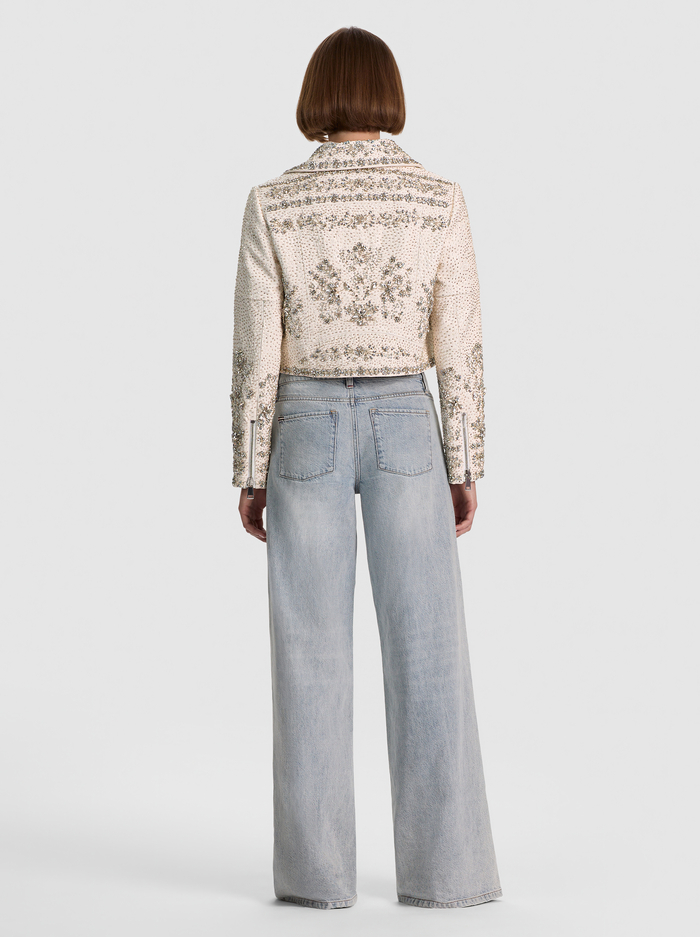 AVRIL EMBELLISHED VEGAN MOTO JACKET - OFF WHITE image 2 - ALICE + OLIVIA