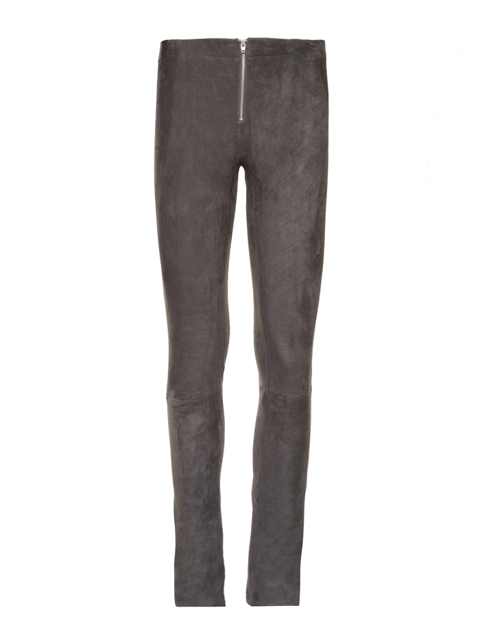 FRONT ZIP SUEDE LEGGING - CHARCOAL image 5 - Alice And Olivia