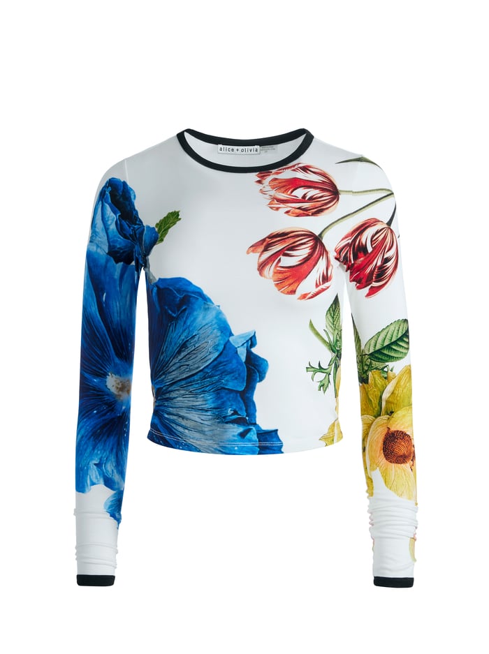 DELAINA LONG SLEEVE CROP TOP - LE PARISIEN image 5 - Alice And Olivia