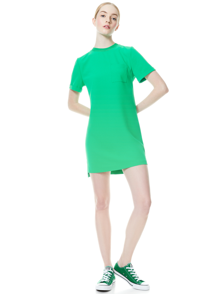 CATALINA ROLL SLEEVE MINI DRESS - MINT KELLY image 4 - ALICE + OLIVIA