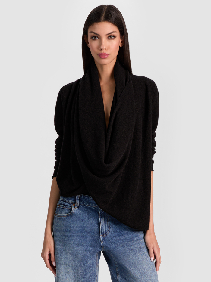 JULES DRAPED PULLOVER - BLACK - Alice And Olivia