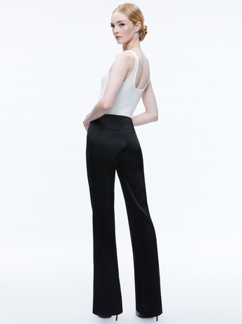 BLACK-TEENY SATIN BOOTCUT PANT