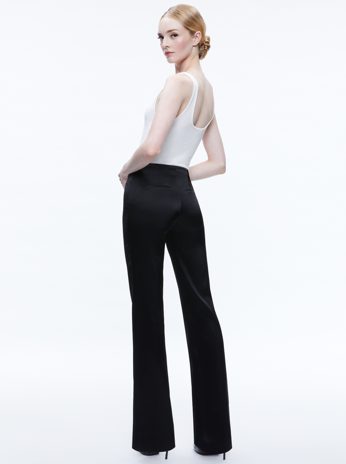 TEENY SATIN BOOTCUT PANT - BLACK image 1 - Alice And Olivia