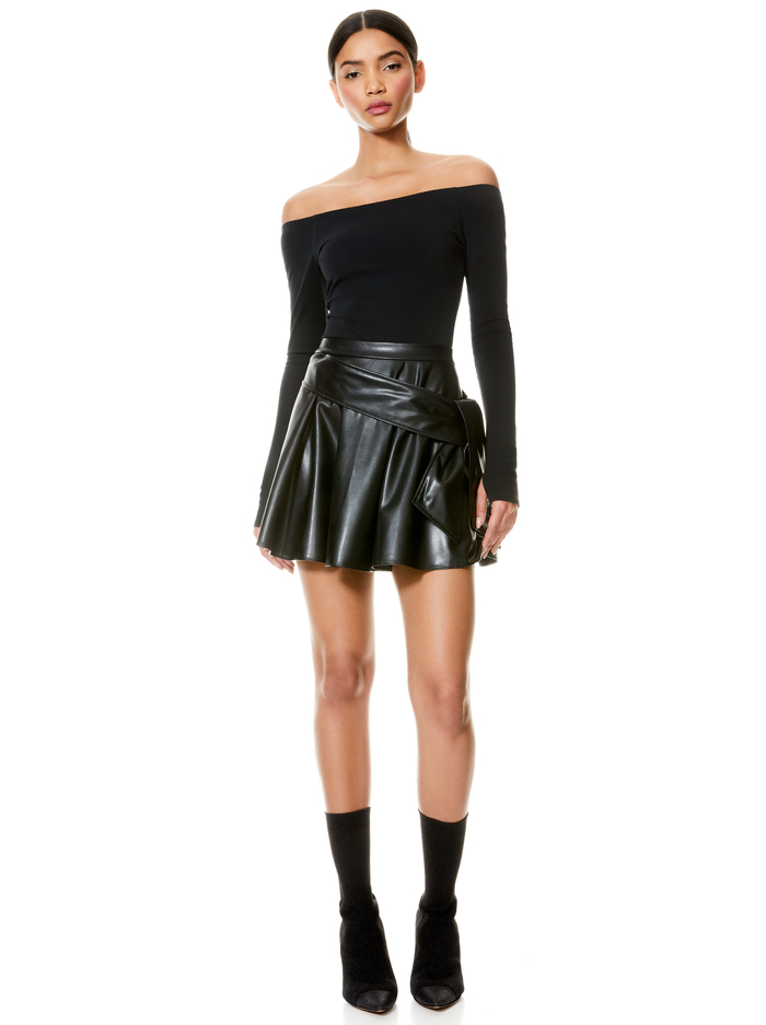 MAZEN VEGAN LEATHER MINI SKIRT - BLACK image 2 - Alice And Olivia