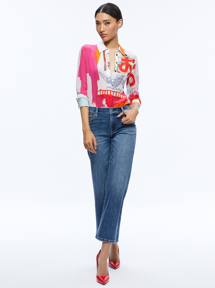 A+O X BASQUIAT WILLA PLACKET TOP - INSIGNIA image 4 - Alice And Olivia