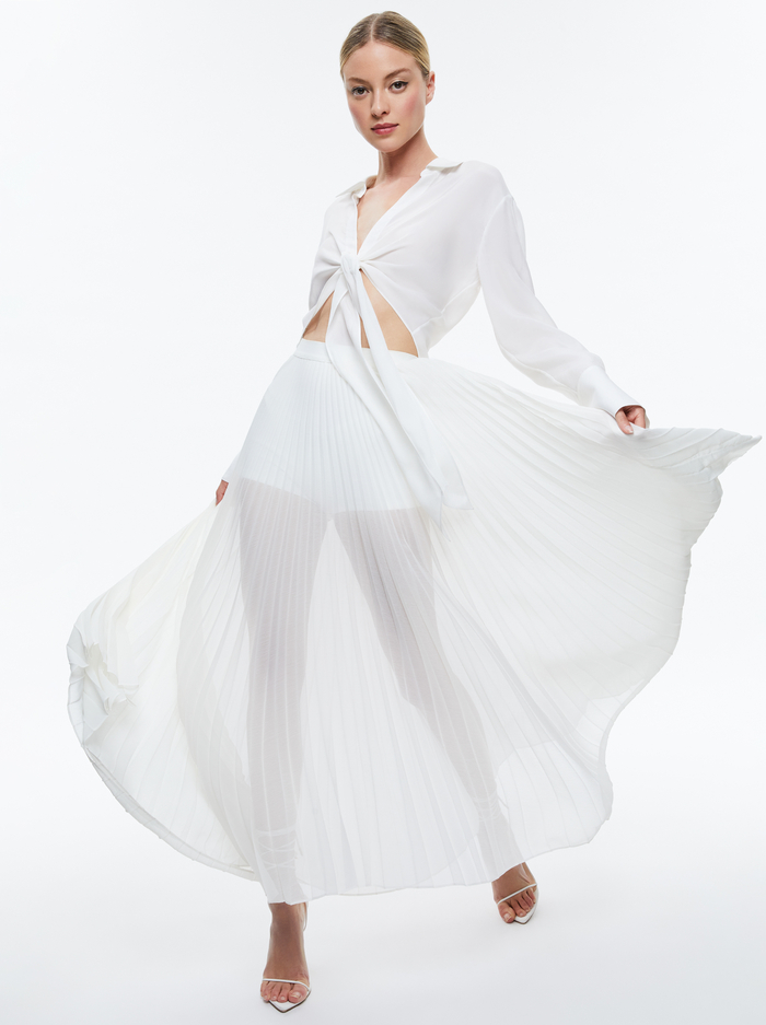 KATZ PLEATED MAXI SKIRT - OFF WHITE image 2 - Alice And Olivia