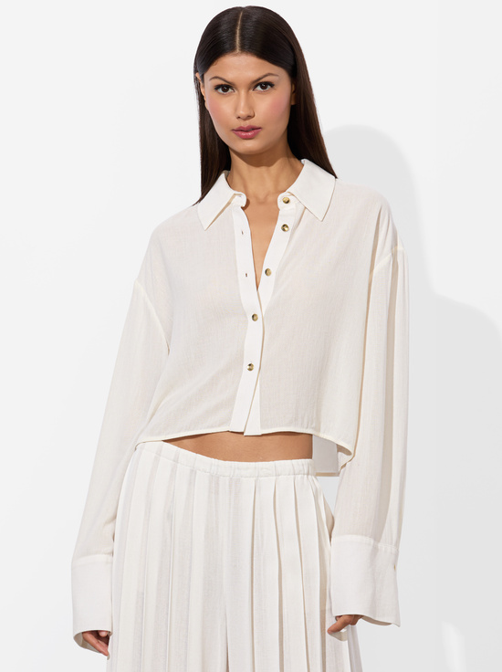 OFF WHITE-FINELY CROPPED BUTTON DOWN