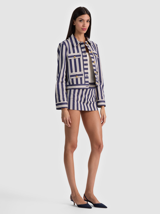 METRO STRIPE TWILIGHT BLUE-ALEX CROPPED JACKET