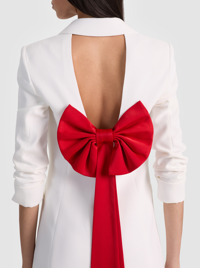 SHAWN BOW BACK BLAZER DRESS - OFF WHITE/CHILI PEPPER image 2 - ALICE + OLIVIA