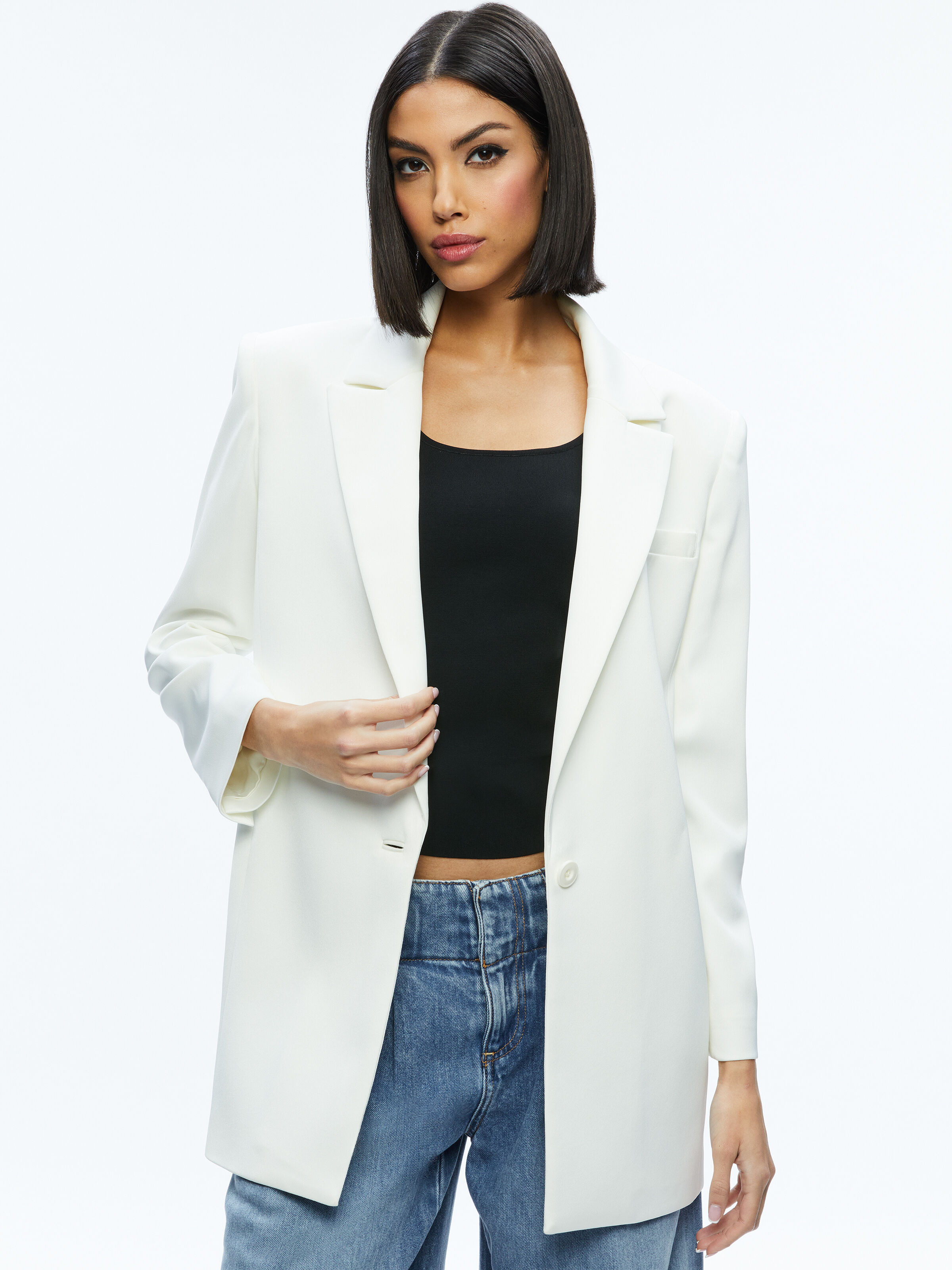 Alice and olivia white blazer store