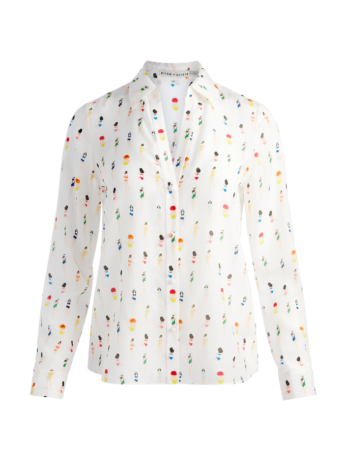 ELOISE BUTTON DOWN BLOUSE - BEACH CLUB image 5 - Alice And Olivia