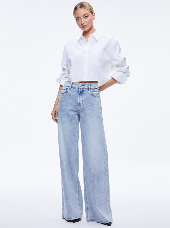 OFF WHITE-FINELY CROPPED BUTTON DOWN