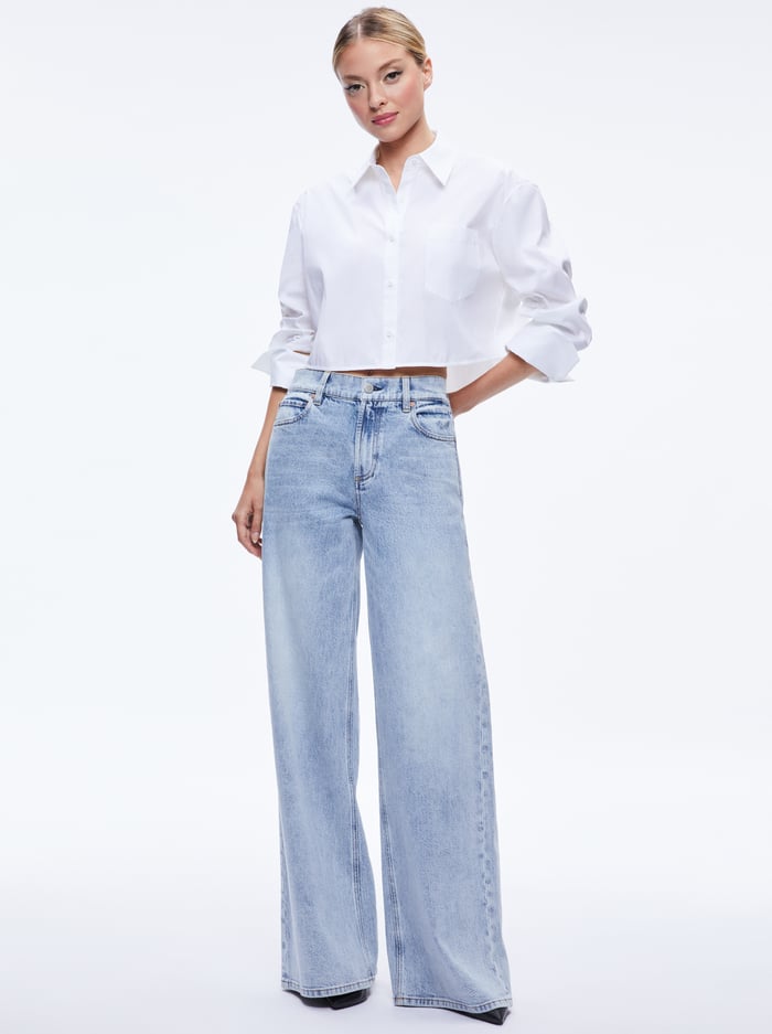 FINELY CROPPED BUTTON DOWN - OFF WHITE image 1 - Alice And Olivia