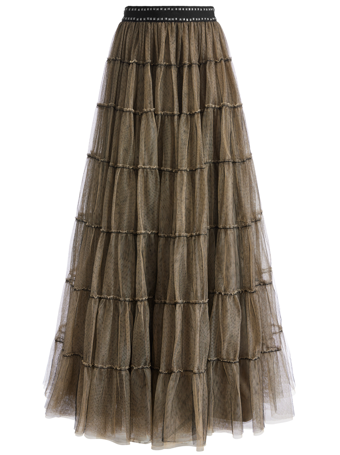 DARCY TULLE STUDDED MAXI SKIRT - BLACK/ALMOND image 2 - Alice And Olivia