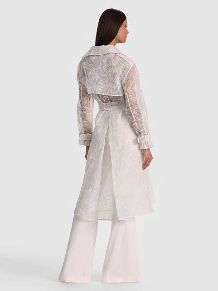 NEVADA EMBROIDERED SHEER TRENCH COAT - OFF WHITE image 2 - ALICE + OLIVIA