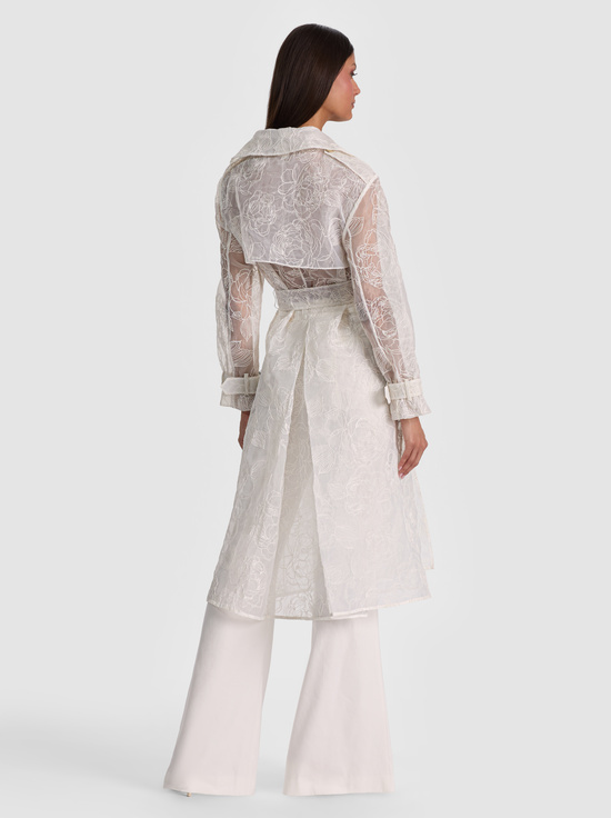 OFF WHITE-NEVADA EMBROIDERED SHEER TRENCH COAT