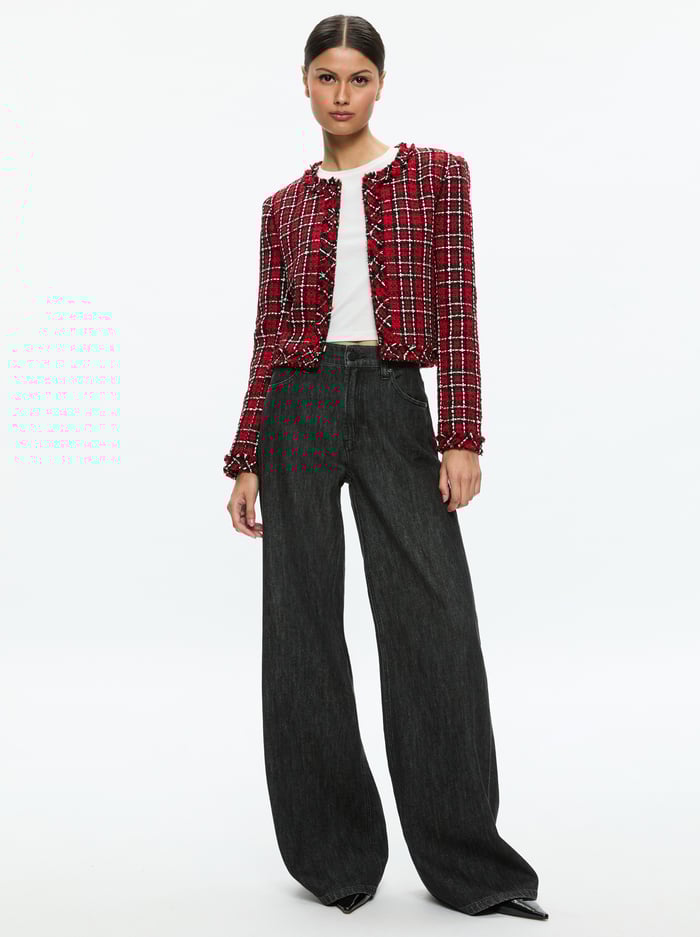 KIDMAN JACKET - SCHOOLGIRL PLAID BRIGHT RUBY image 1 - Alice And Olivia
