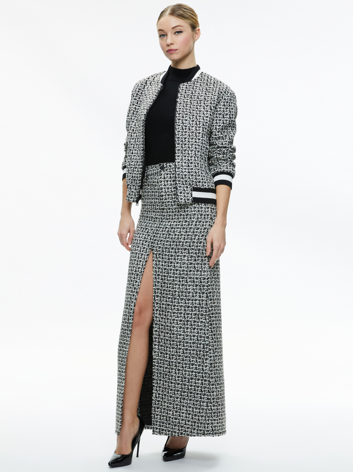 FELISA VARSITY BOMBER JACKET - BLACK/OFF WHITE image 4 - Alice And Olivia