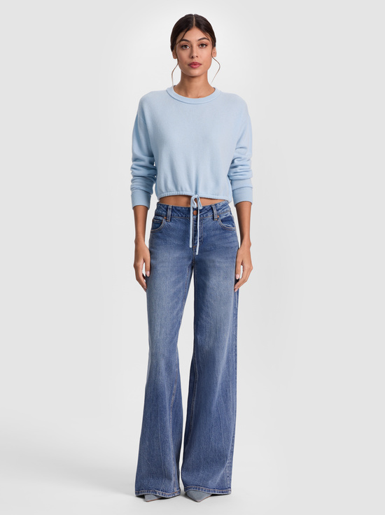 CAROLINA BLUE-BERNETTA CROPPED DRAWSTRING PULLOVER