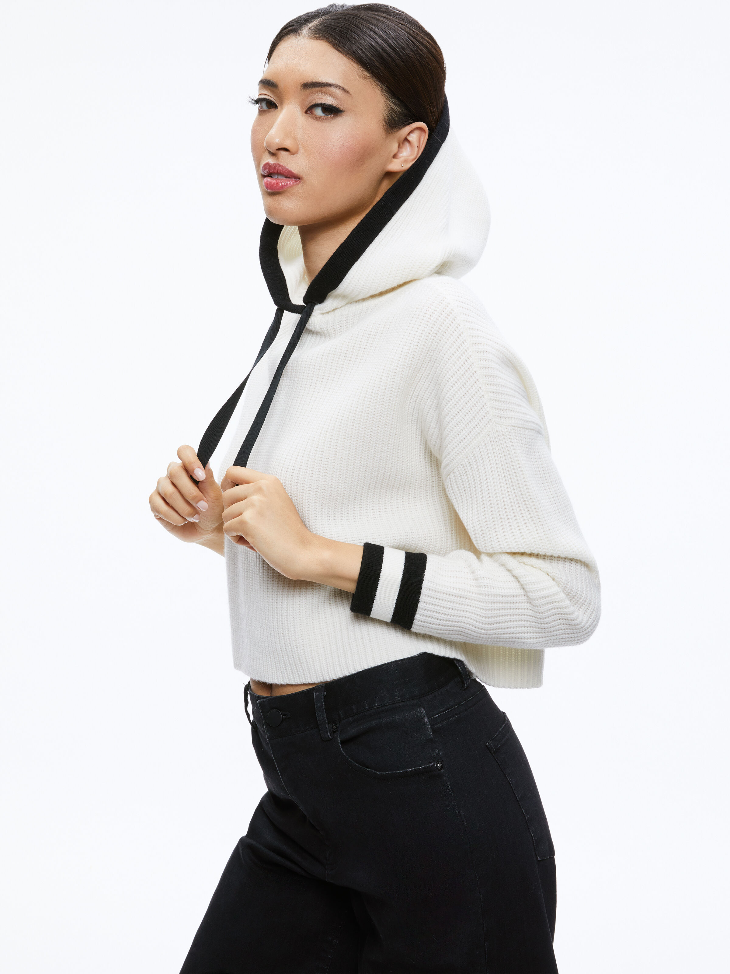 ★韓国人気★SLOW ACID★RIBBED KNIT HOODIE Chunky Ribbed Knit Hooded Sweater