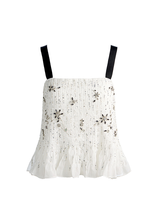 OFF WHITE-LINNEA EMBELLISHED TANK