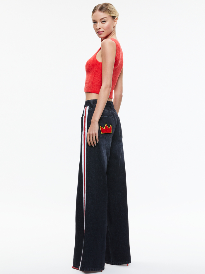 A+O X BASQUIAT TRISH JEAN - MAYA CHARCOAL BLACK image 1 - Alice And Olivia
