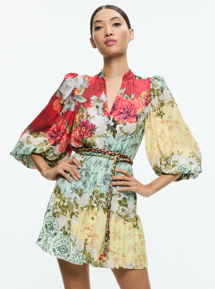 ANTONETTE LONG SLEEVE BUTTON FRONT MINI DRESS - OAKLEY image 3 - Alice And Olivia
