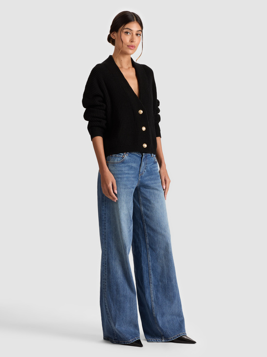 BLACK-HOLDEN FOLDBACK CARDIGAN