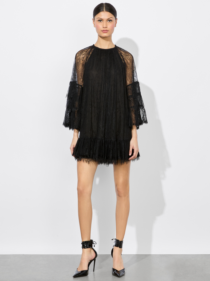 DELIA RUFFLED TUNIC DRESS - BLACK image 4 - Alice And Olivia