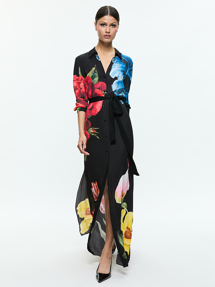 CHASSIDY MAXI SHIRT DRESS - LE PARISIEN BLACK image 3 - Alice And Olivia