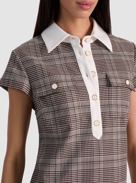 DARK CHOCOLATE/OFF WHITE-DARBY MINI DRESS