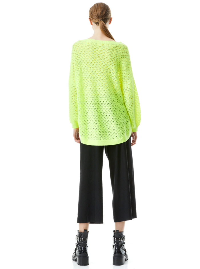 SAFFI POINTELLE PULLOVER - NEON KEYLIME image 1 - Alice And Olivia