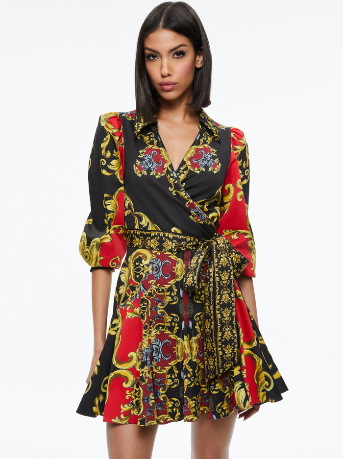 ALISA WRAP GODET SHIRT DRESS - REGAL ROMANCE BORDEAUX image 2 - Alice And Olivia