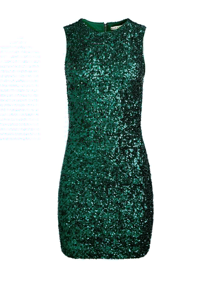 COLEY SEQUIN MINI DRESS - FOREST GREEN image 6 - Alice And Olivia