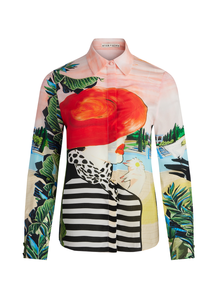 WILLA SILK BLOUSE - PALM BEACH image 5 - Alice And Olivia