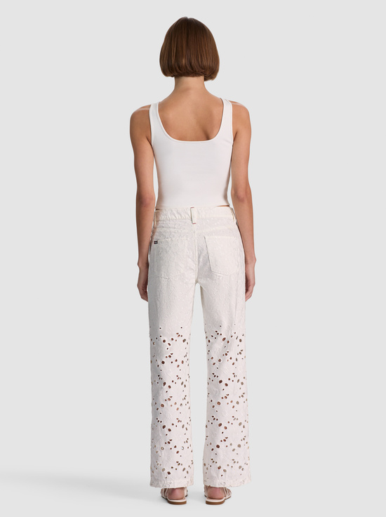 OFF WHITE-CHIC LASER-CUT JEAN