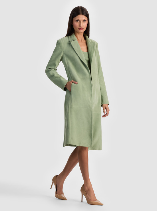SAGE-KARLEY SUEDE WRAP COAT