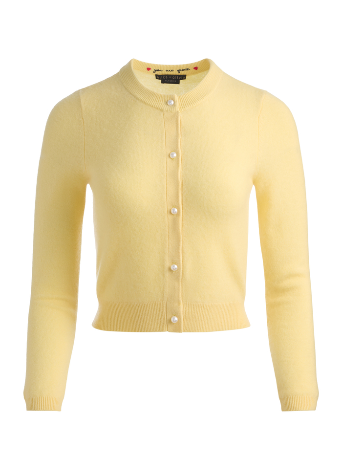 DOLLIE CASHMERE CARDIGAN - BUTTER image 5 - Alice And Olivia